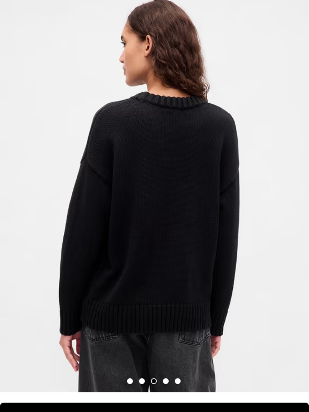 Black Ribbed Knit Sweater - Picture 2 of 7